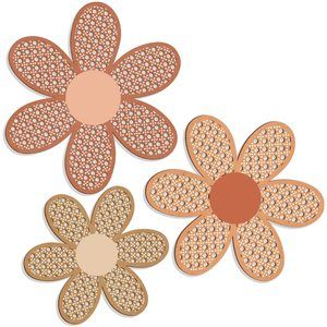3 Pieces Boho Daisy Wall Decor Natural Rattan Flower Wall Hanging Art Wooden💐